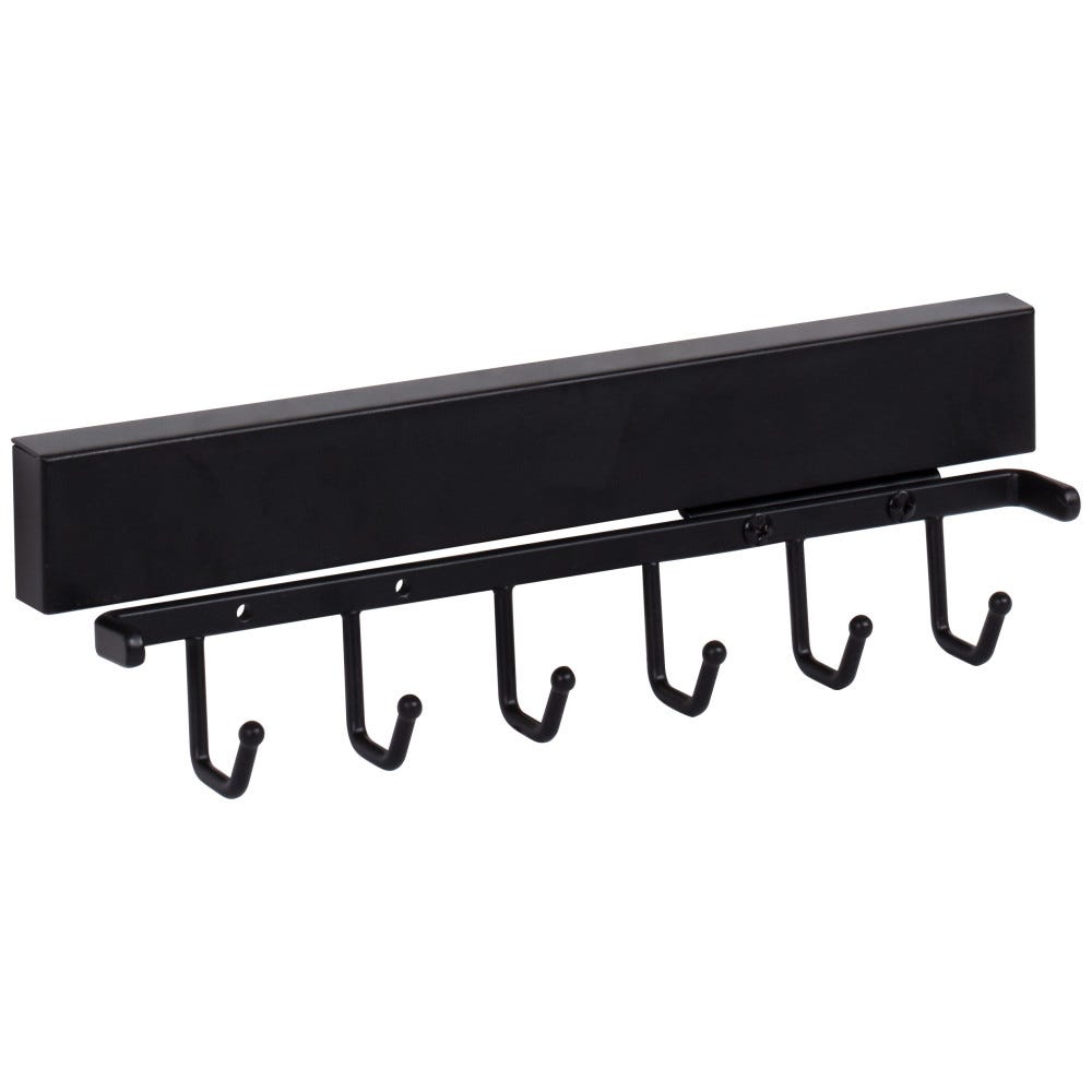 Matte Black 12" Sliding Belt Rack in sleek matte finish, designed for stylish closet organization