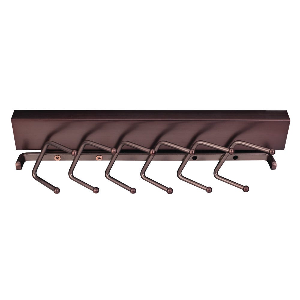 12" Sliding Tie Rack in sleek finish, designed to hold 12 ties with 6 sets of pegs, made by Hardware Resources