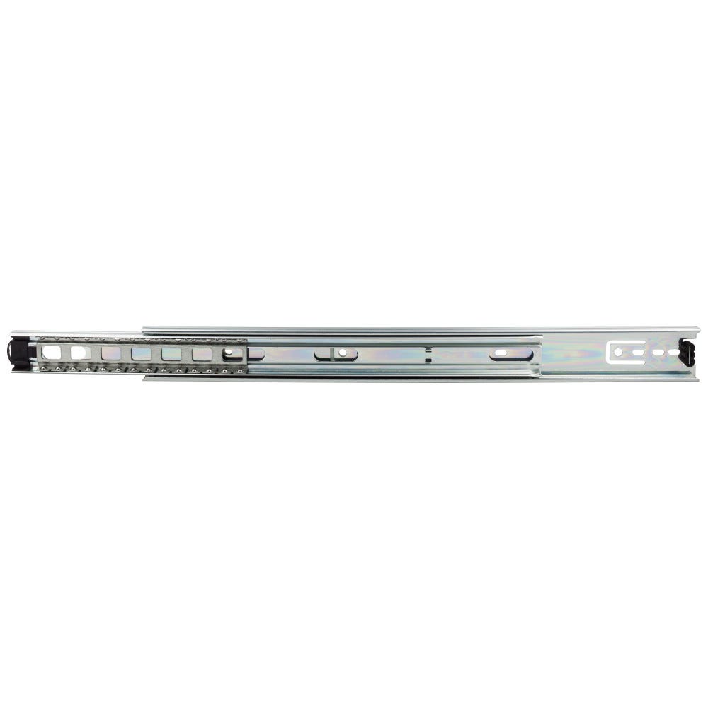 18" Full Extension Ball Bearing Drawer Slides in silver finish, designed for cabinetry, made from durable metal material