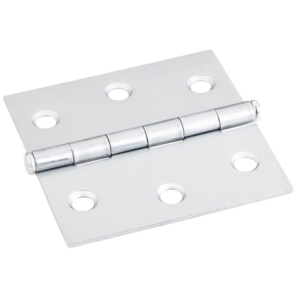 Brushed Chrome 2-1/2" x 2-1/2" Swaged Butt Hinge made of durable material with a 0.120 pin diameter