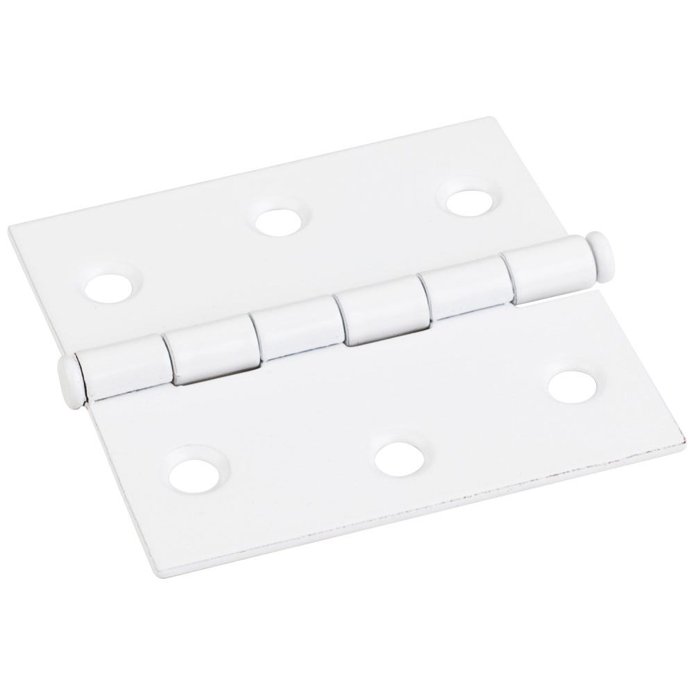 Bright White 2-1/2" x 2-1/2" Swaged Butt Hinge, durable material with a sleek bright white finish