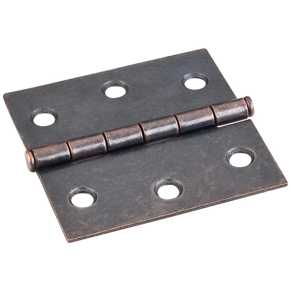 2 1/2" x 2 1/2" Swaged Butt Hinge in Dark Antique Copper, durable material with .120 pin diameter