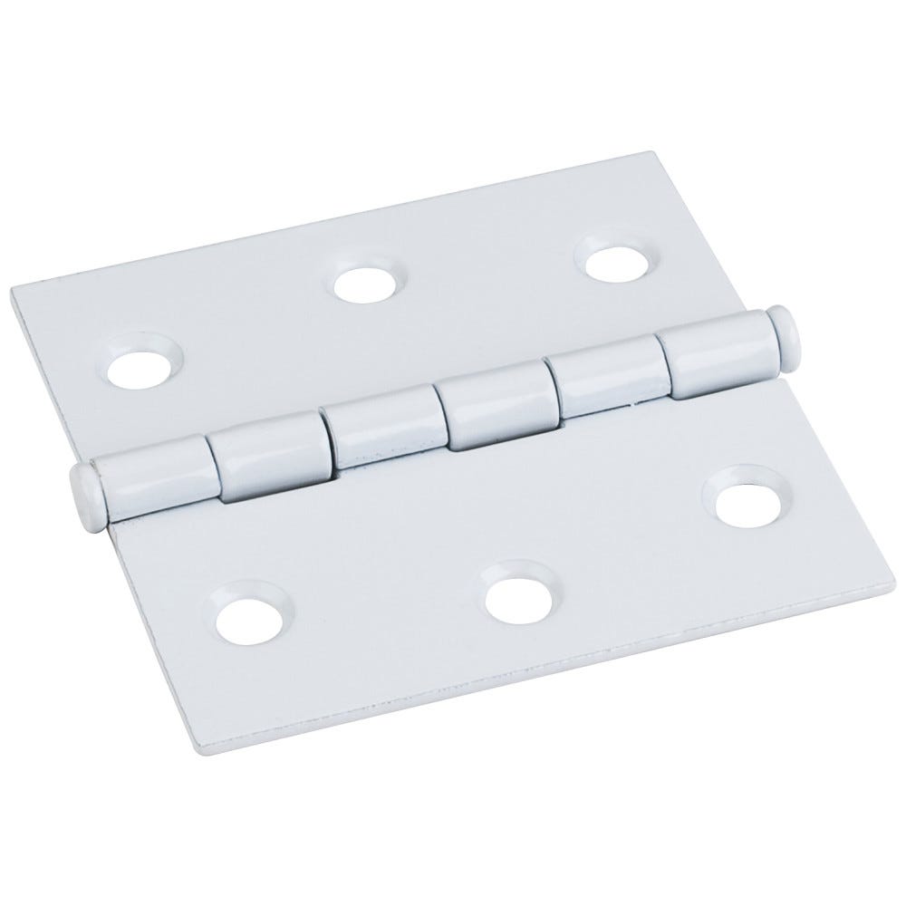 2-1/2" x 2-1/2" White Swaged Butt Hinge, durable material with .120 pin diameter