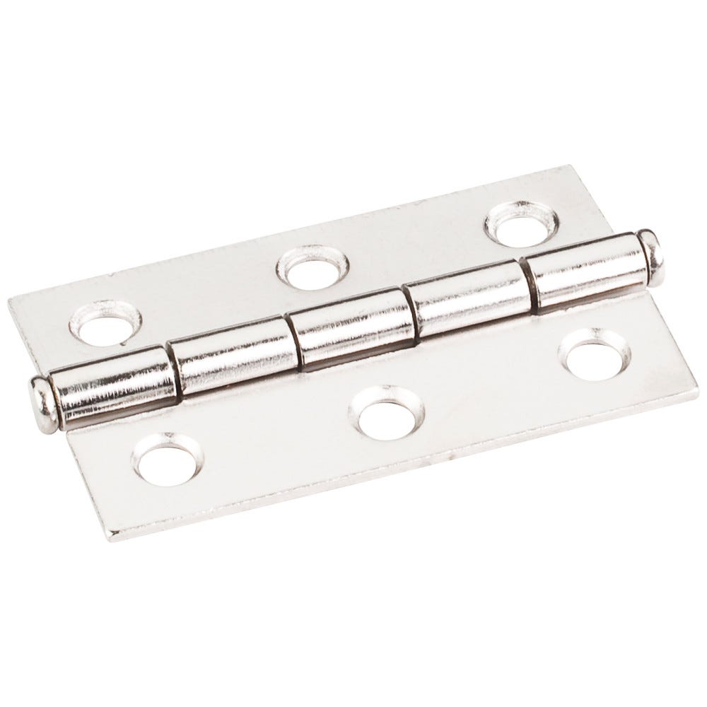 2-1/2" x 1-1/2" Bright Nickel Swaged Butt Hinge, durable material with a sleek finish