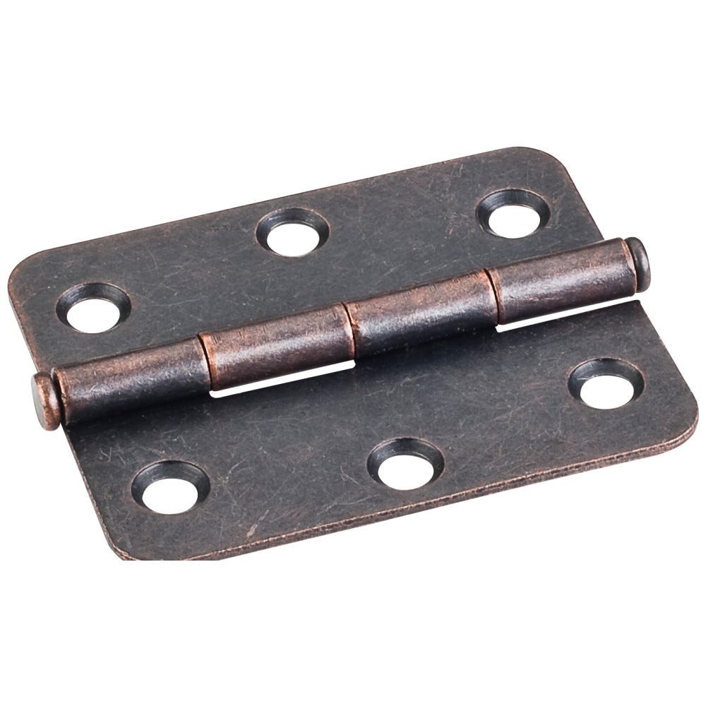 2 1/2" x 2" Radius Butt Hinge in Dark Antique Copper Machined finish, functional hardware for stylish doors