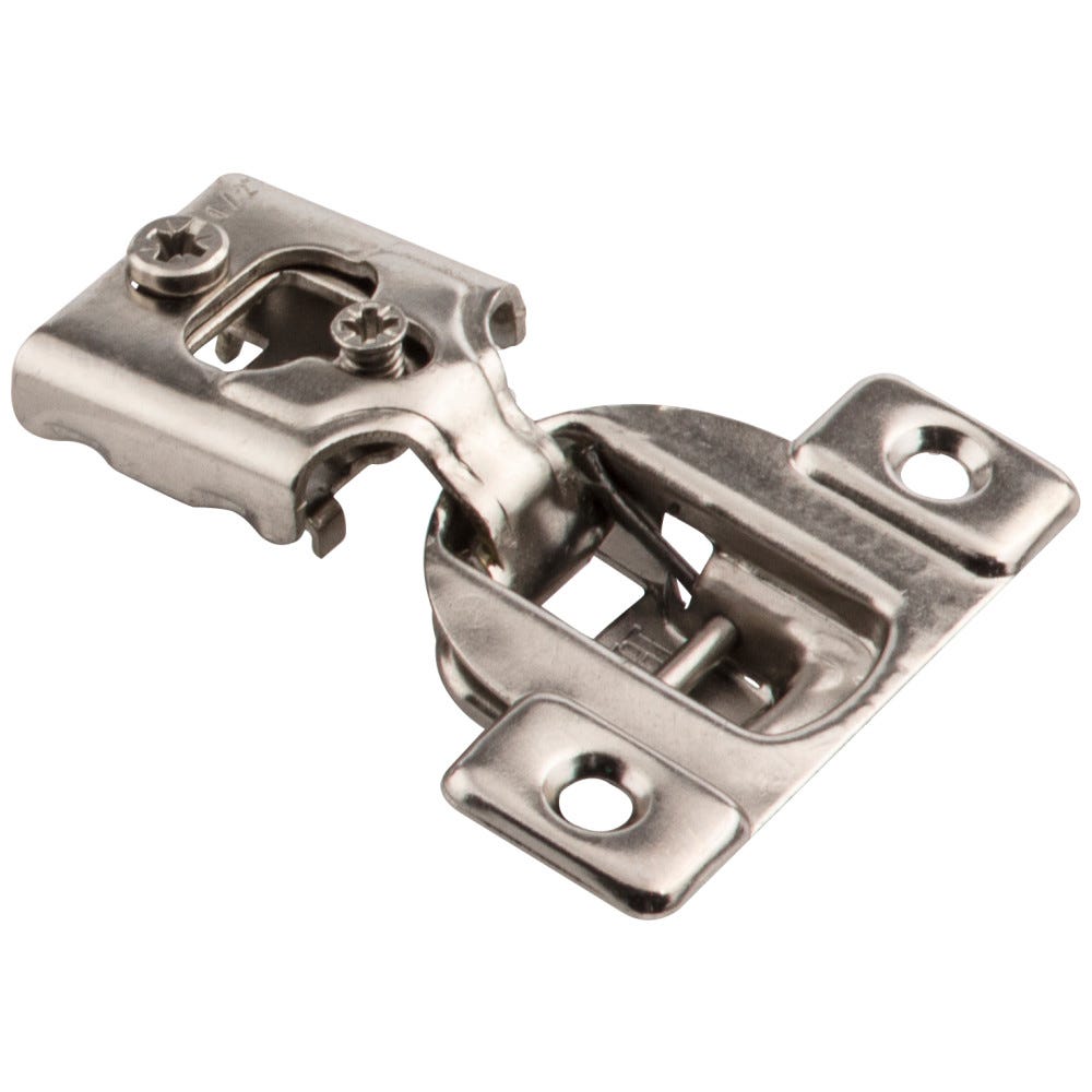 1/2" Overlay Compact Hinge Retail Pack.No Dowels.Pack Includes: 2 Hinges, 2 Hinge Attachment Screws, 4 Door Attachmen...