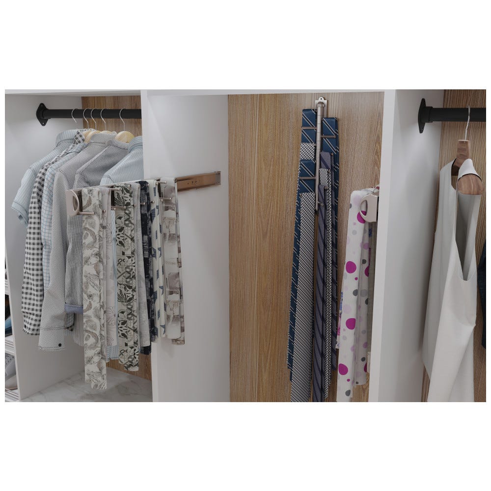 Polished Chrome 14" Tie Rack with 12 hooks for organizing ties and scarves, modern design, durable material
