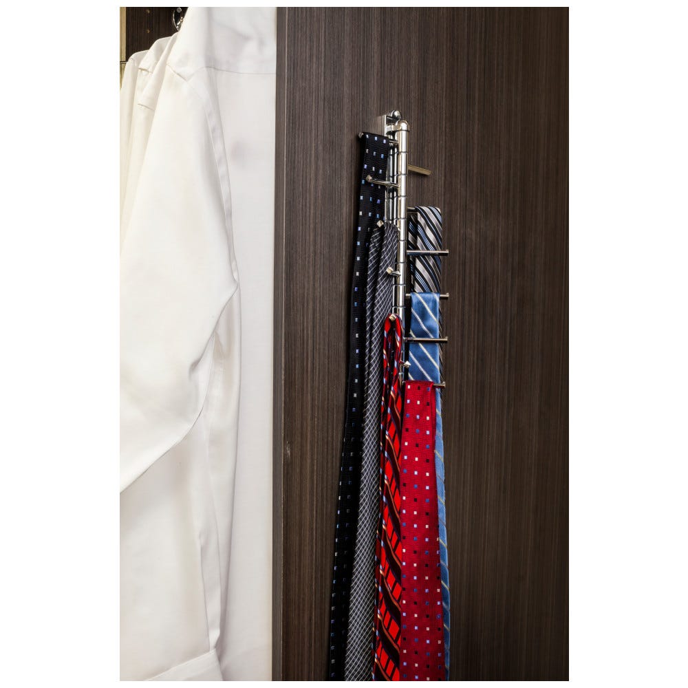 Screw Mounted Tie/Scarf Rack.Holds 12 Ties/Scarfs.Each Arm Moves Independently Allowing For Easy Access To Ties/Scarfs.