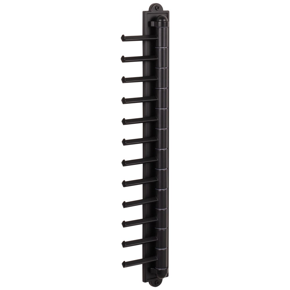 Matte Black Screw Mounted Cascading Tie Rack, matte black finish, wall-mounted, organizer for ties