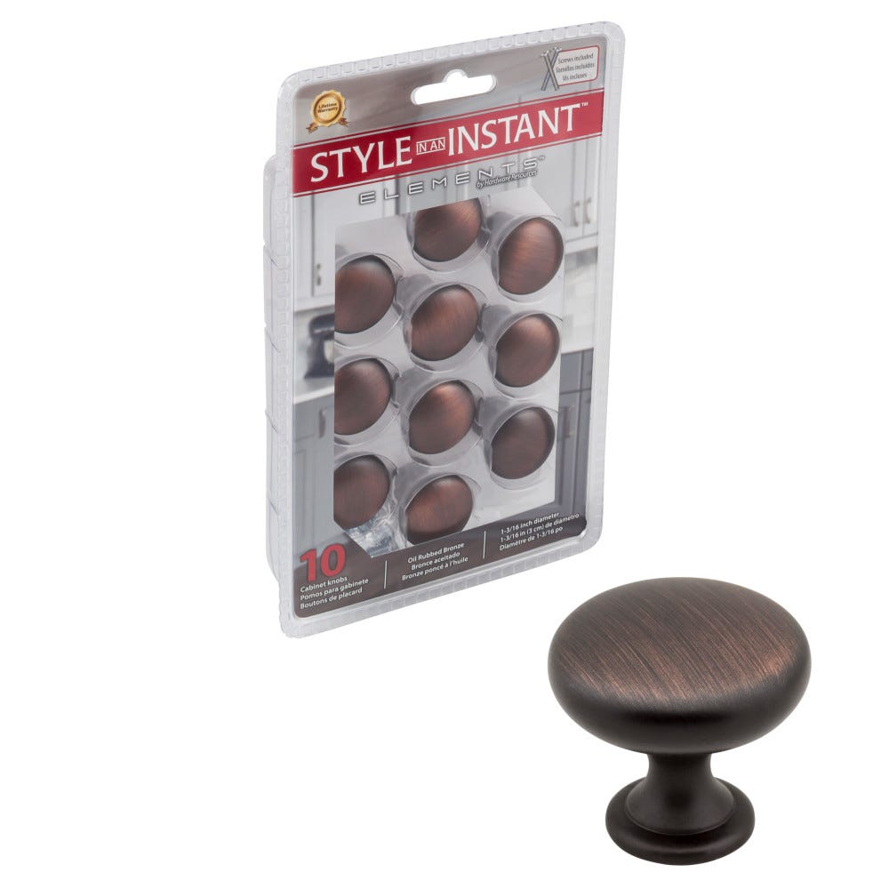 10-Pack Of 1-3/16" Diameter Cabinet Mushroom Knobs