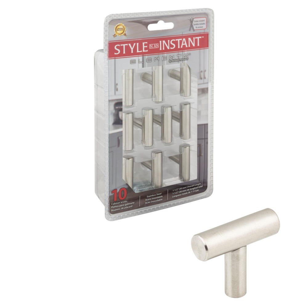 10-Pack Of 1-1/2" Overall Length Cabinet Knob