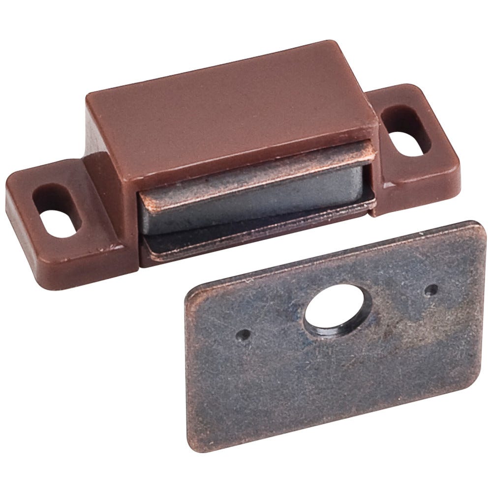 15# Brown Magnetic Catch Bulk Pack - brown finish, functional hardware, includes catches, plates, and screws