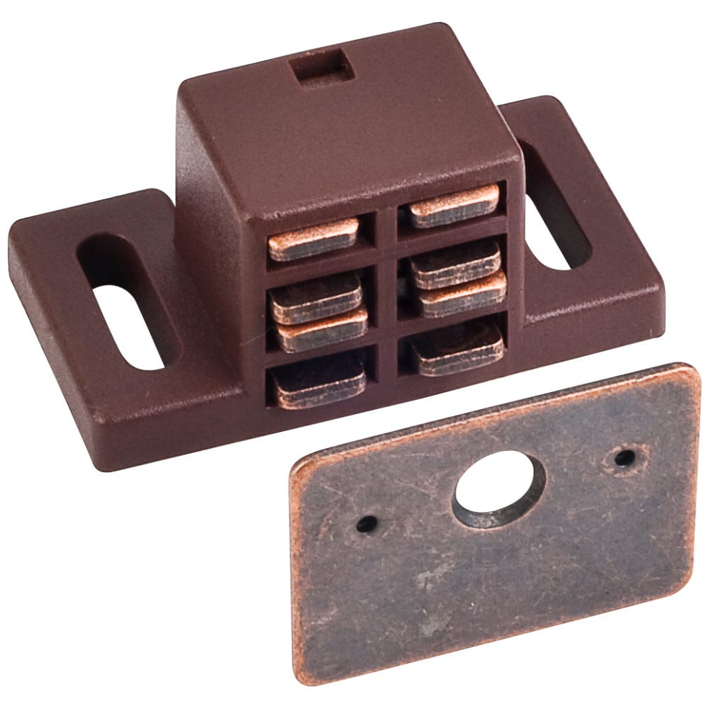 20# Brown/Bronze Magnetic Catch with screws and strike plate, functional hardware for cabinetry