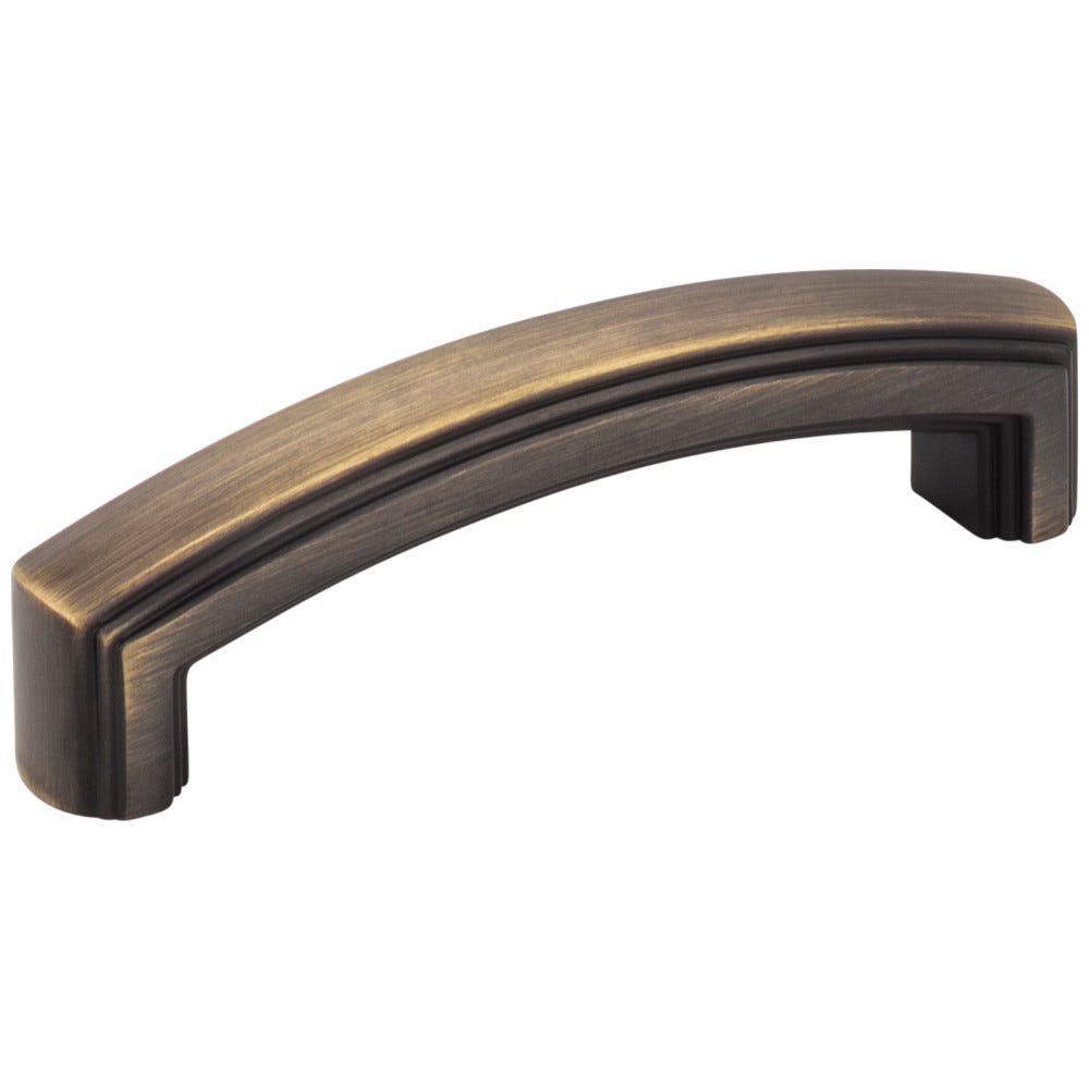 Delgado 4-1/4" cabinet pull in Antique Brass finish, decorative hardware for cabinets