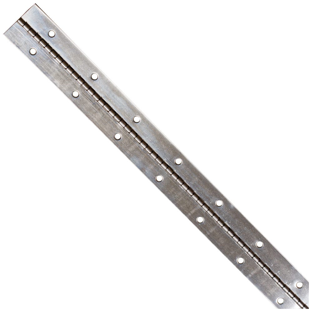 Bright Nickel 1-1/2" 21 Gauge Steel Piano Hinge in 2 Foot Lengths