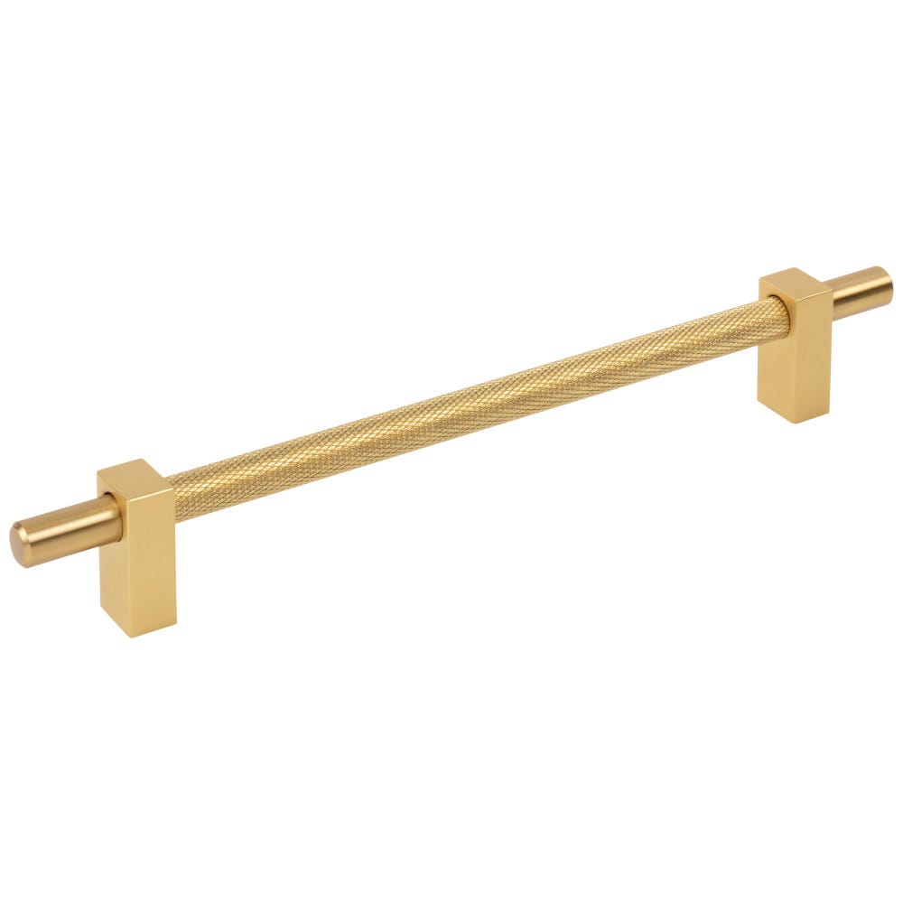 Larkin 3 Knurled Cabinet Pull in Brushed Gold finish, 9-15/16" length, decorative hardware