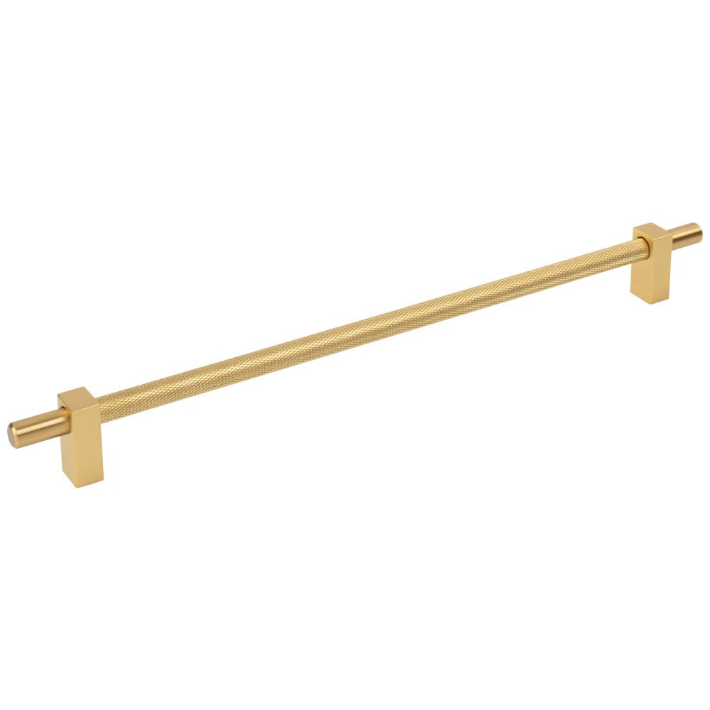 14-3/8" Knurled Cabinet Pull in brushed gold, satin nickel, satin bronze, matte black finishes, decorative hardware