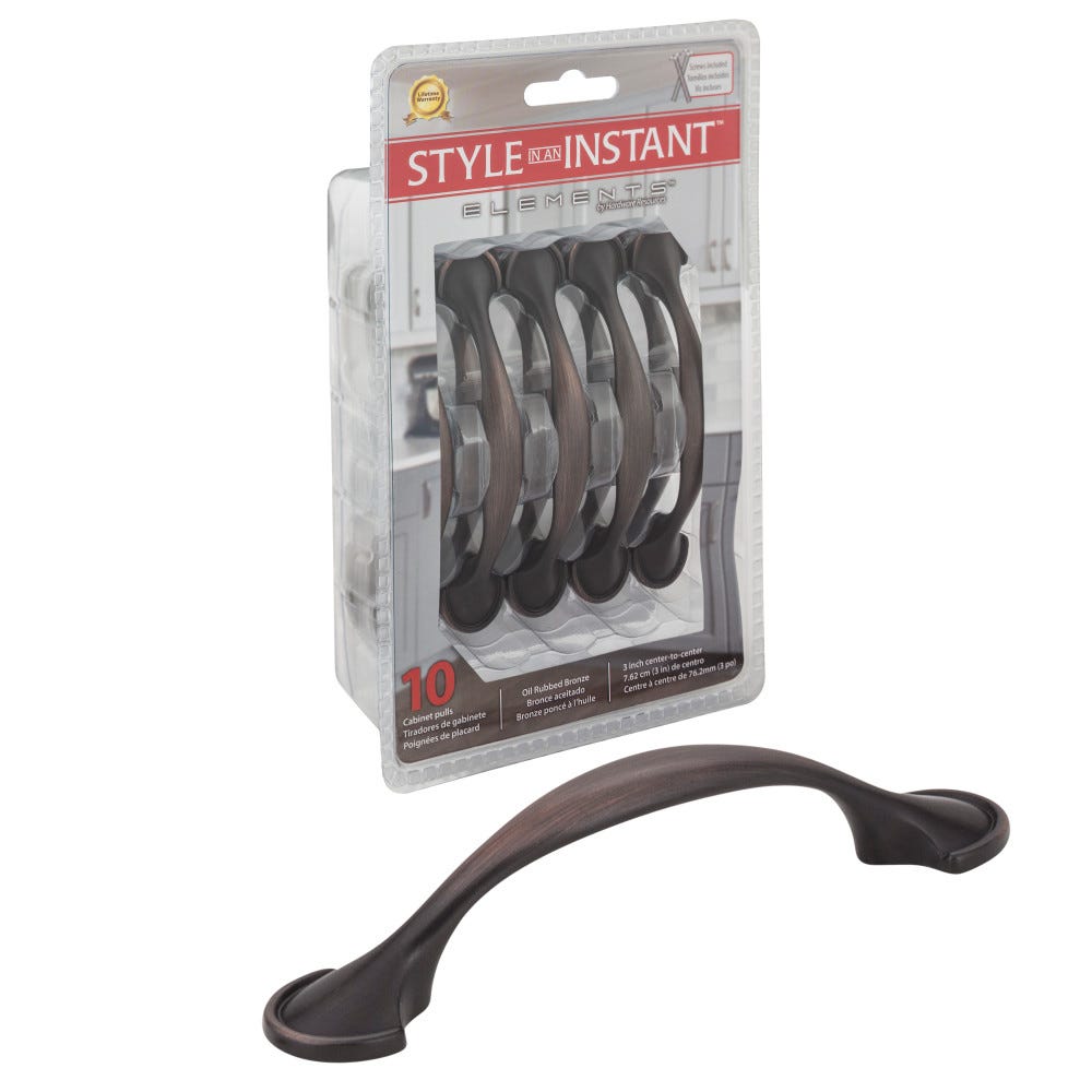 4-5/8" cabinet pull in oil rubbed bronze and satin nickel finishes, decorative hardware for cabinets