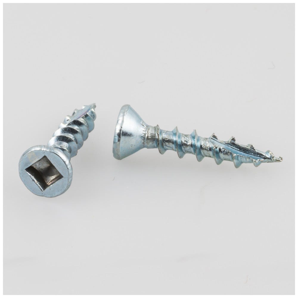 #6 x 3/4" coarse thread flat head screw, zinc finish, sold by the box, square drive, Type 17