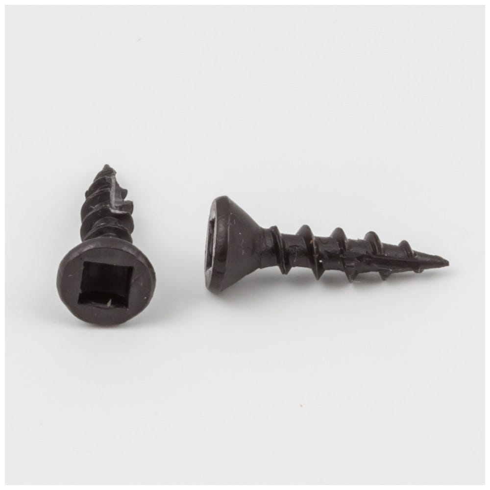 #6 x 5/8" Coarse Thread Flat Head Screw in Black, Square Drive, Type 17, functional hardware