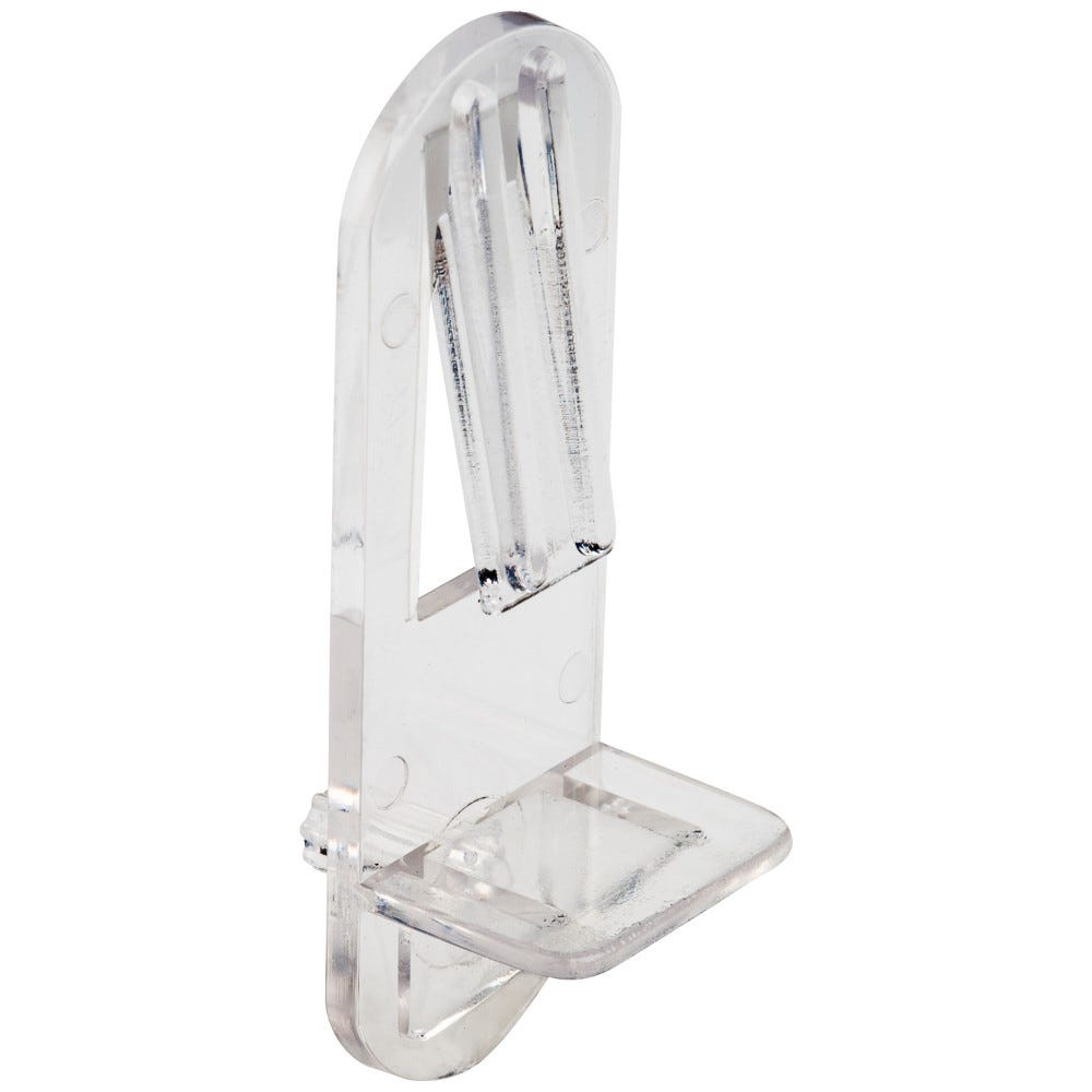 5 mm Clear Peg Lock Shelf Clip 5/8 inch, functional hardware for versatile shelving solutions