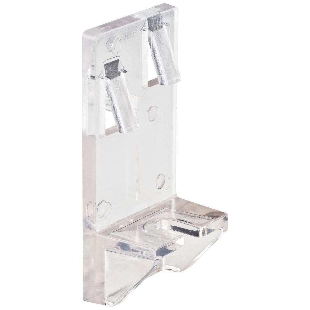 5 mm Double Pin Heavy Duty Shelf Lock in clear finish for 3/4" or 1" shelves, featuring 32 mm spaced pins, made by Hardware Resources.