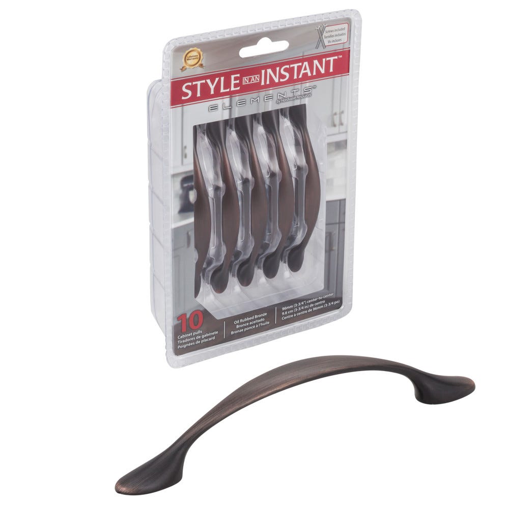 5" Zinc Footed Cabinet Pull in Oil Rubbed Bronze and Satin Nickel finishes, decorative hardware for cabinets