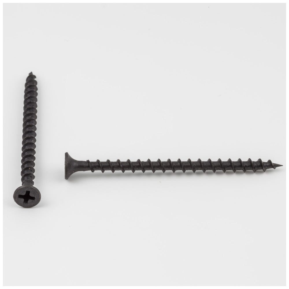 #8 x 2 1/2" Bugle Head Drywall Screw in black finish, sold by keg bucket, functional hardware