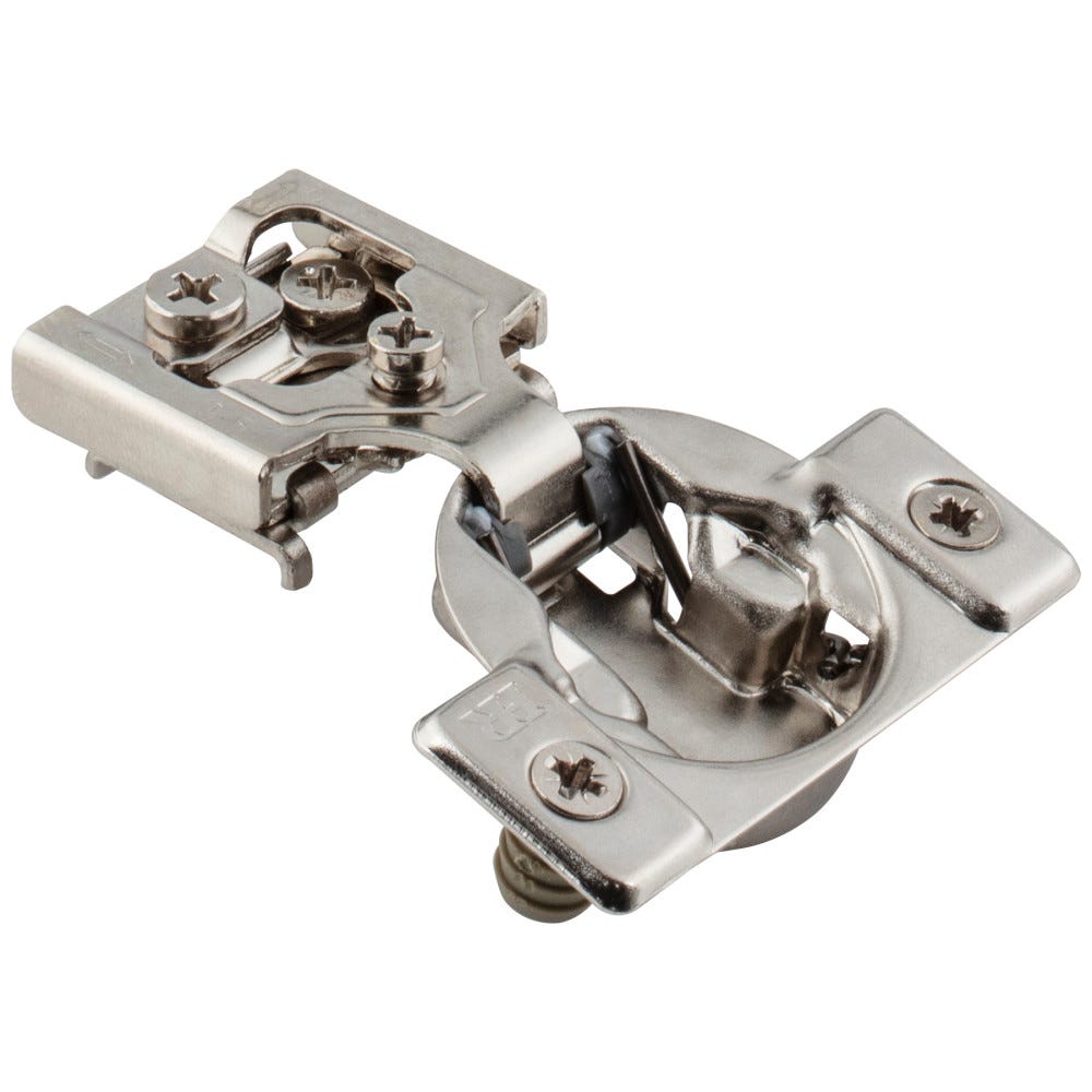 Dura-Close® 3/8" Overlay Self-Close Compact Hinge in silver finish, designed for cabinet doors, made by HR Max