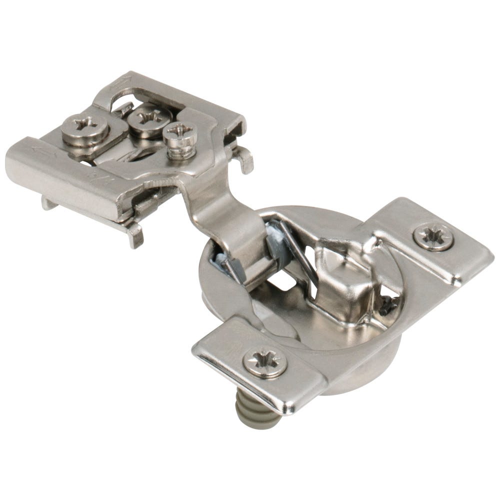 Dura-Close® 3/4" Overlay Self-Close Compact Hinge in silver finish, compact size, functional hardware