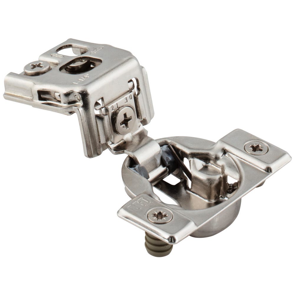 Dura-Close® 1-1/4" Overlay Compact Hinge in a sleek finish, designed for durability and seamless cabinet operation