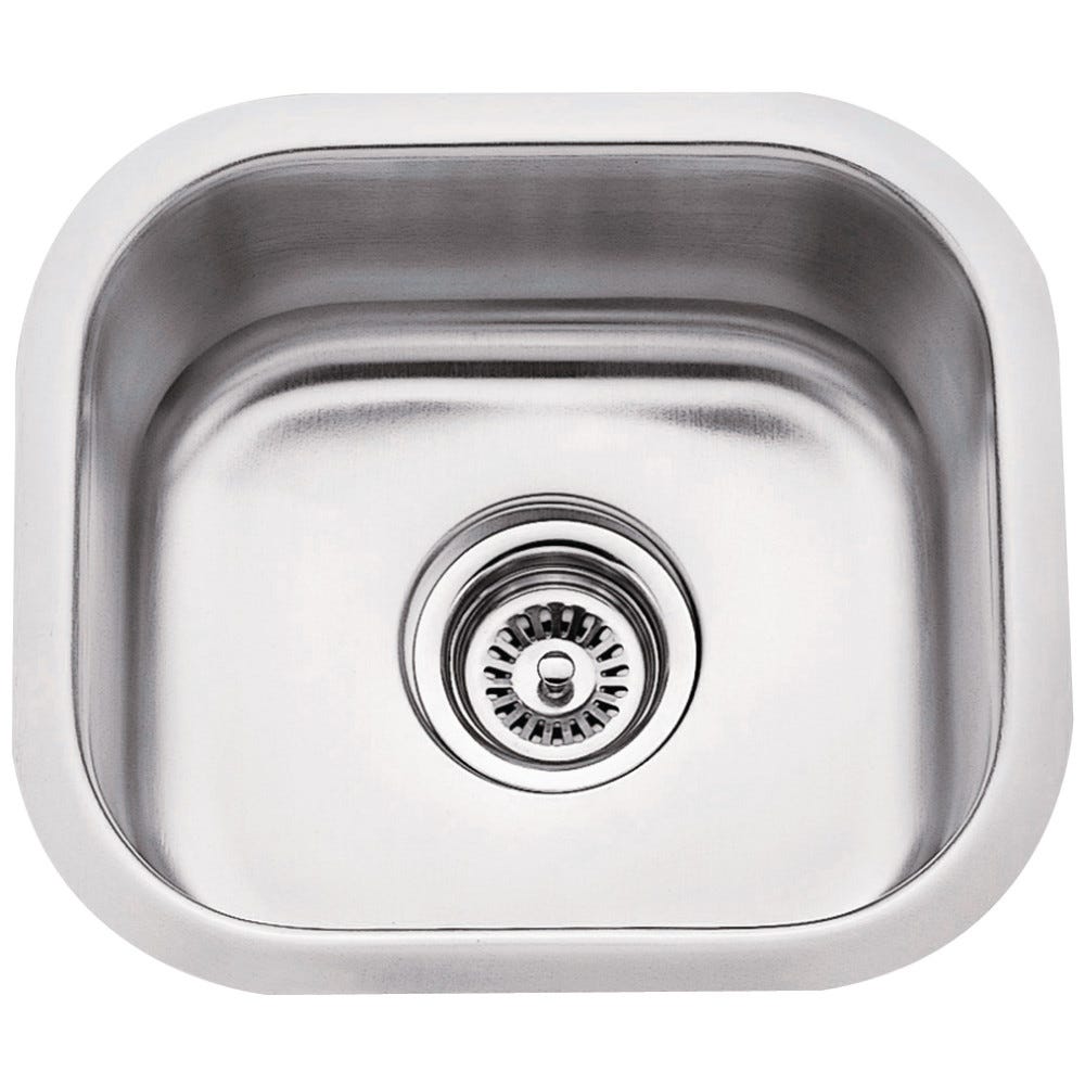 Stainless Steel 18-Gauge Undermount Bar Sink in satin finish, measuring 14-1/2" x 13" x 7", made from durable 304 stainless steel.