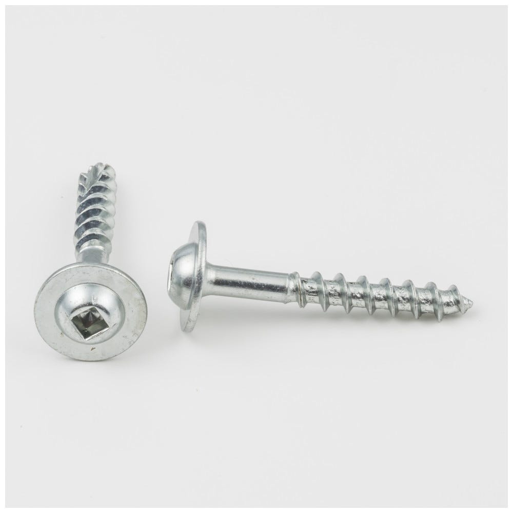 #8 x 1-1/4" Large Washer Head Type 17 Square Drive Coarse Thread screws in zinc finish, sold by keg bucket