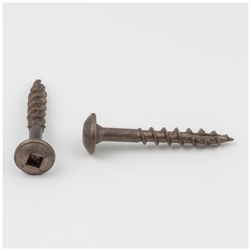 #8 x 1-1/4" Pan Washer Head Type 17 Coarse Thread Square Drive Screw in clear brown wax finish