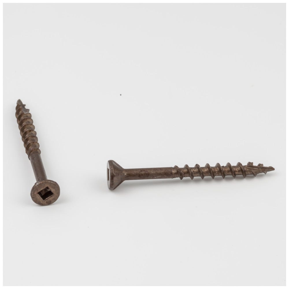 #8 x 1-3/4" Flathead With Nibs Type 17 Square Drive Coarse Thread screw in clean brown wax finish