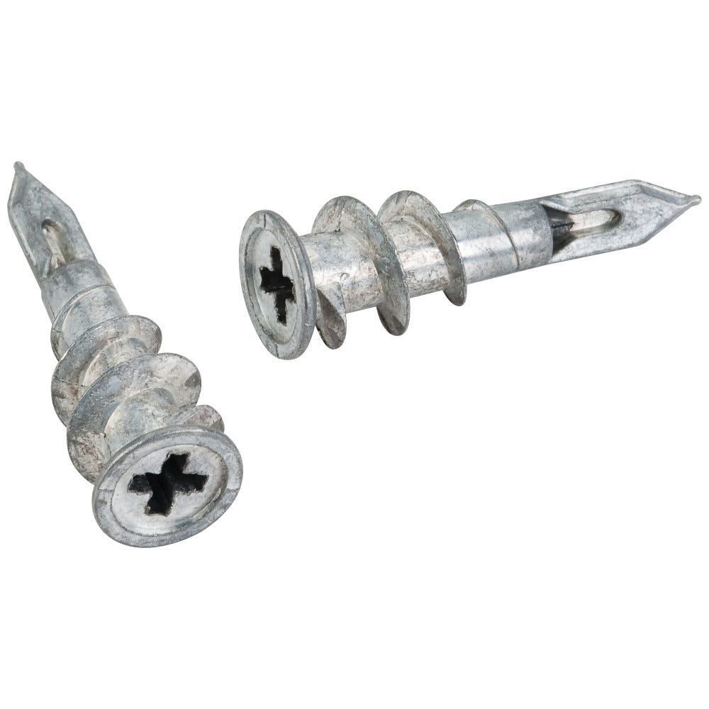 Self-Drilling Zinc Die Cast Hollow Wall Anchor in zinc finish, bag of 500, functional hardware