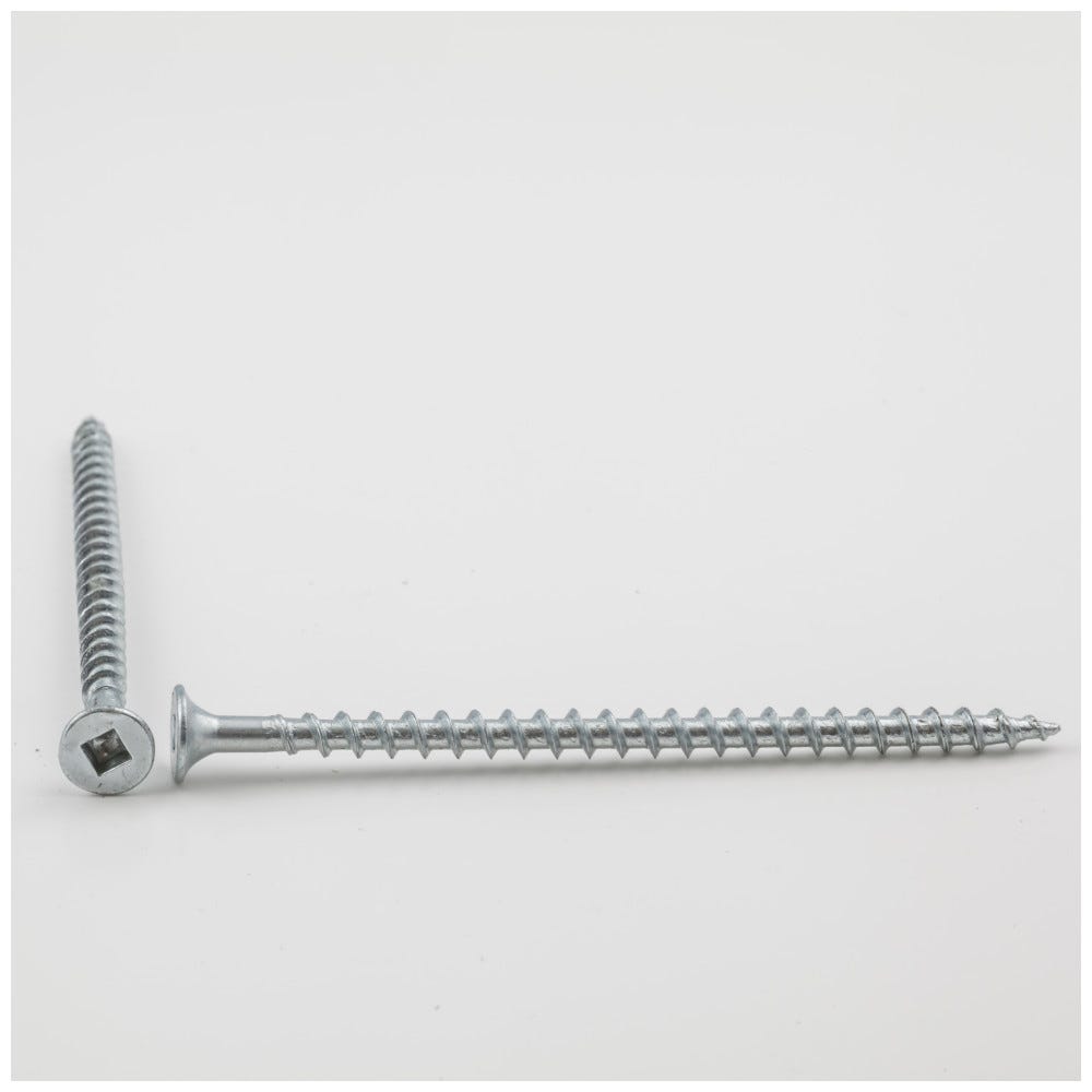 #8 x 3" Square Bugle Head Coarse Thread Drywall Screw in zinc finish, sold by keg bucket