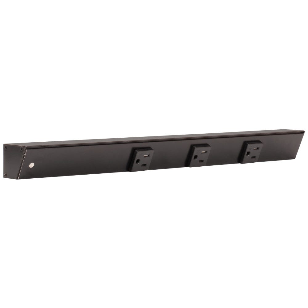 18 inch black finish single receptacle with left wire entry, designed for modern lighting and power solutions