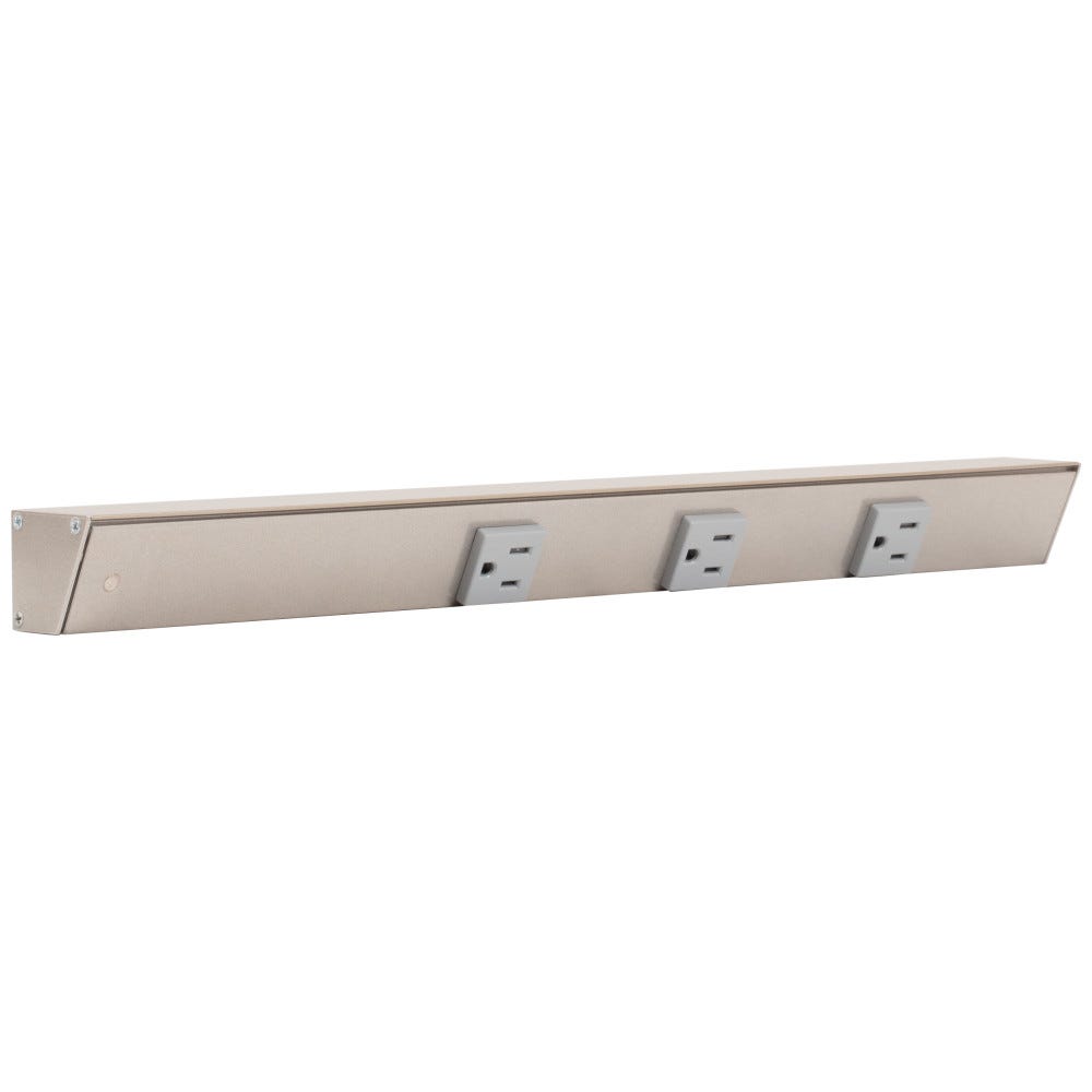18 inch satin nickel single receptacle with gray finish and left wire entry, designed for modern electrical installations