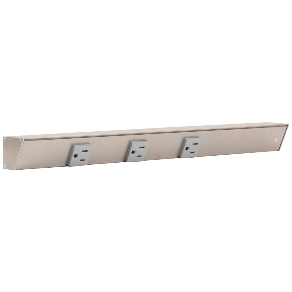 18" Apt single receptacle in satin nickel finish, gray color, right wire entry, modern design