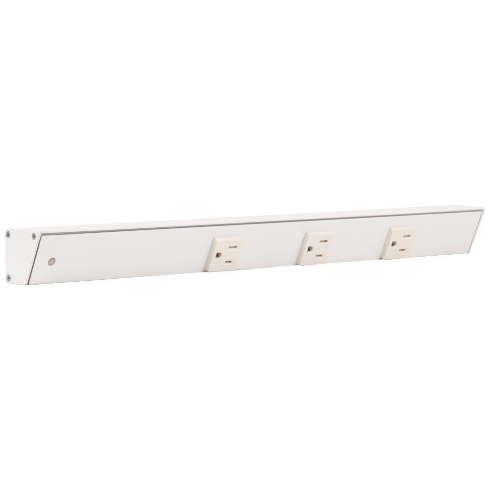 18" Apt Light & Power Receptacle in White Finish with Left Wire Entry