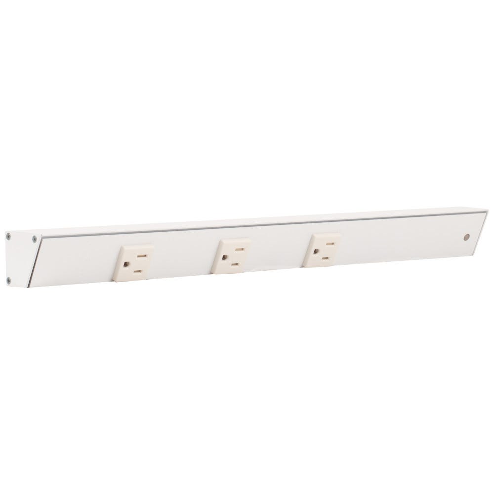 18" White Finish Single Receptacles with Right Wire Entry, Task Lighting