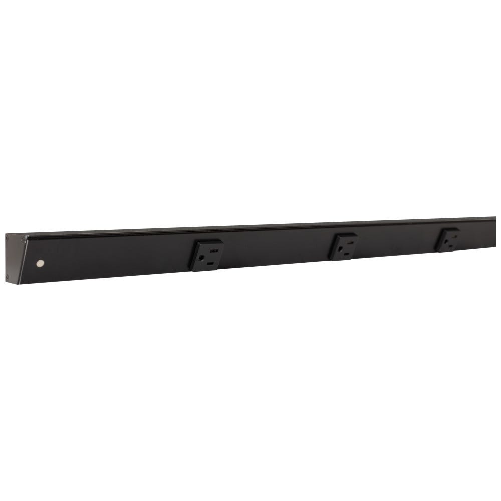 60" Apt, BK Single Receptacles in black finish, designed for modern interiors, ideal for light and power applications.