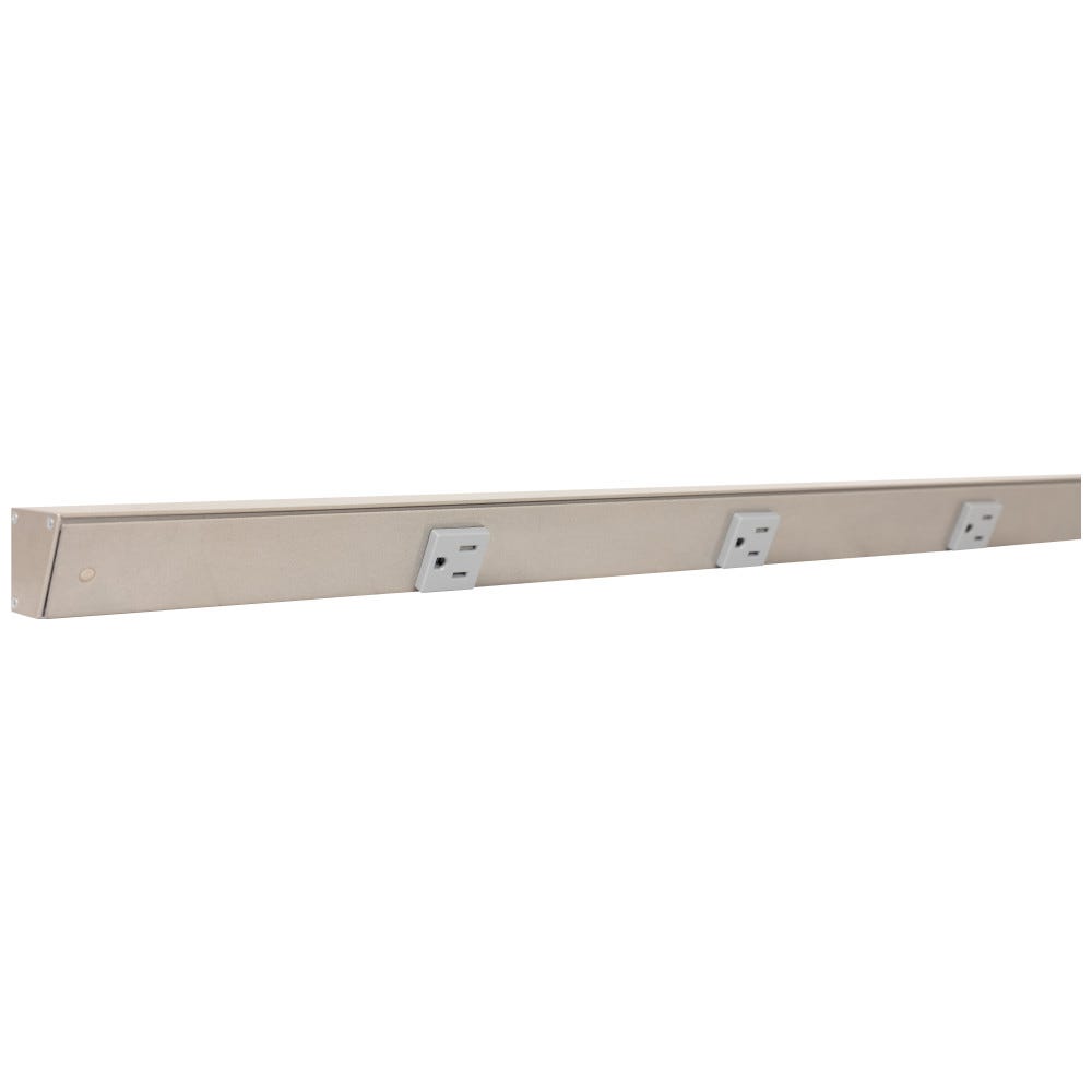72" Apt single receptacles in satin nickel finish and gray color, designed for modern interiors