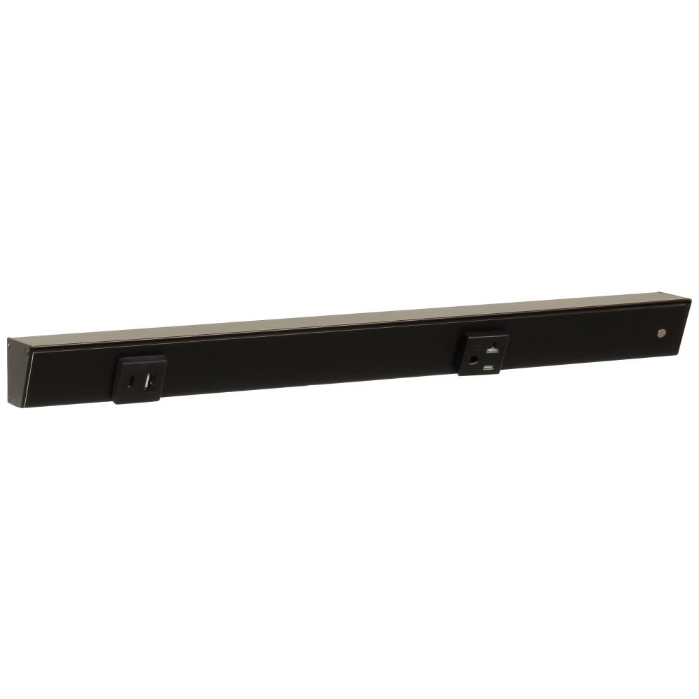 18" Black Powder Finish Receptacle with USB-Ac, single receptacle, modern design
