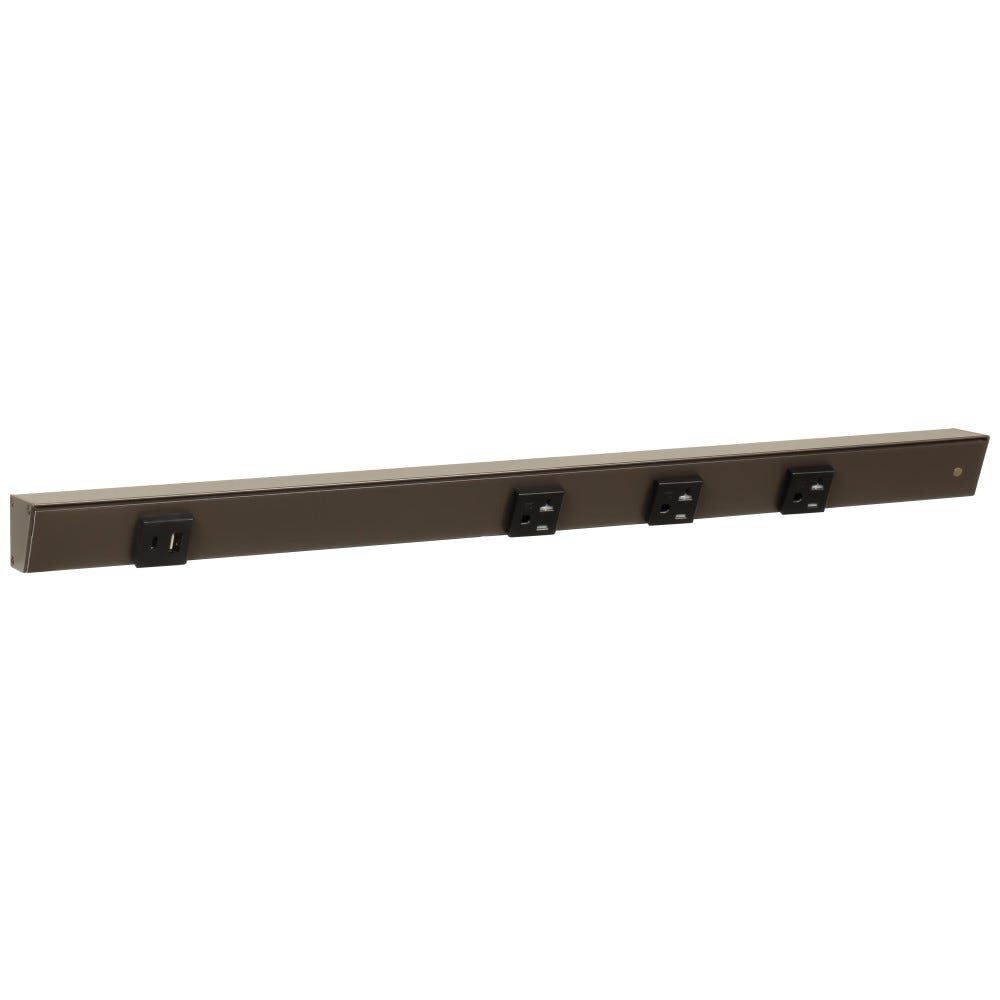 24" Apt 3pcs 20A receptacle bronze powder finish with USB-Ac port and black single receptacle