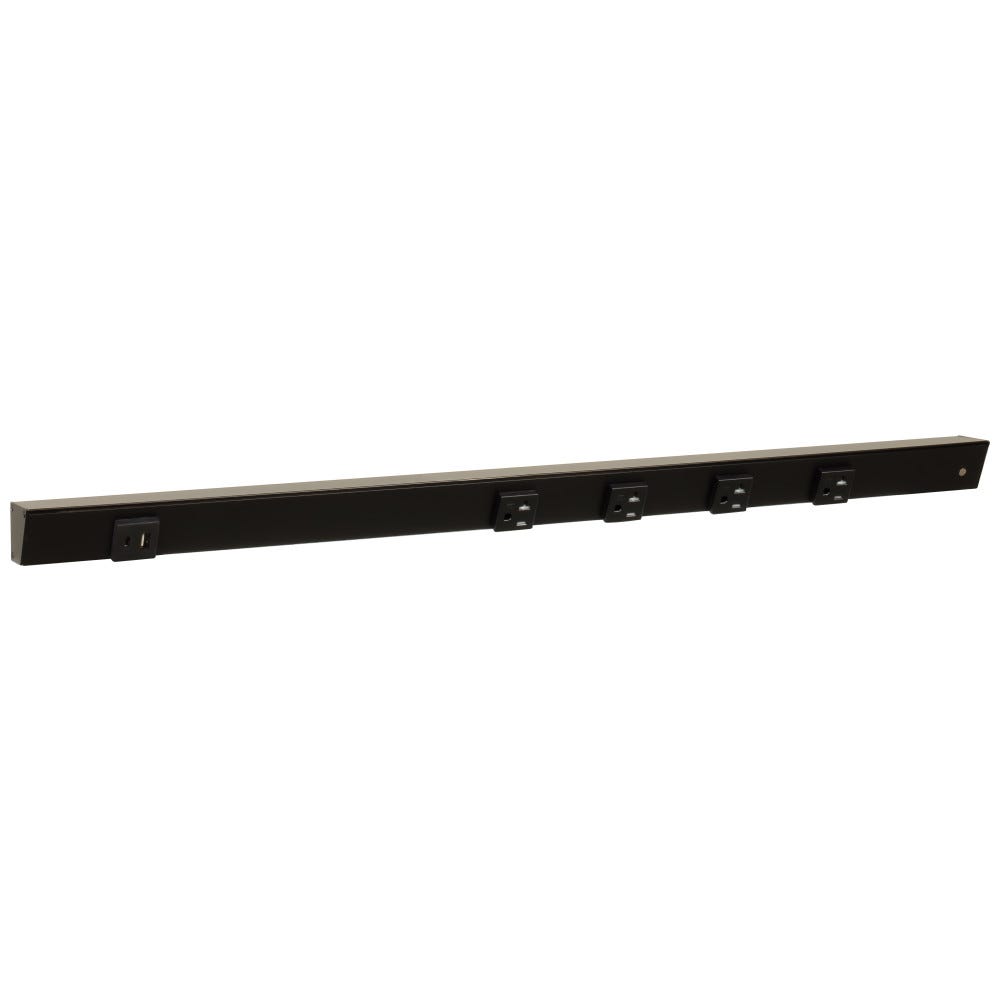 30" Apt 4pcs 20A receptacle with 1 USB-Ac left, black powder finish, black single receptacle