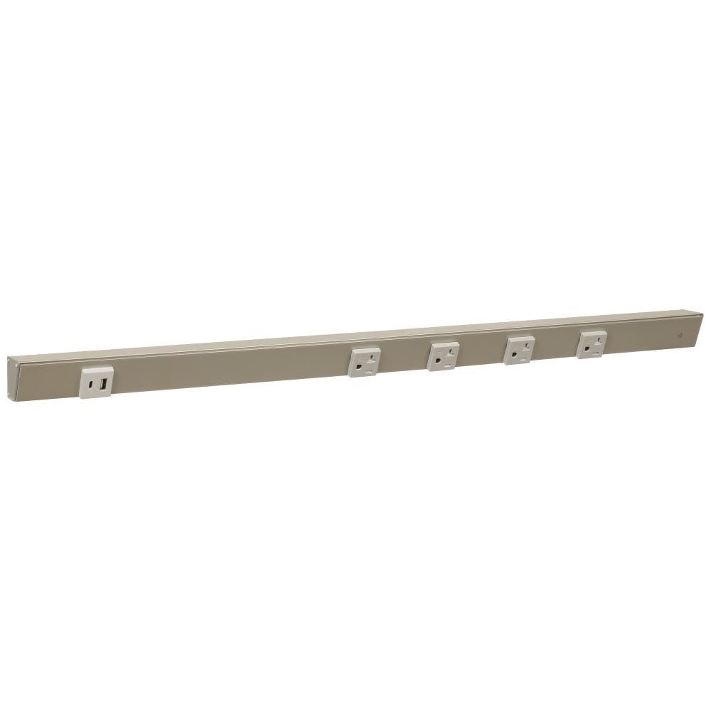 30" Satin Nickel 20A Receptacle with USB-Ac Left, Grey Single Receptacle, Powder Finish