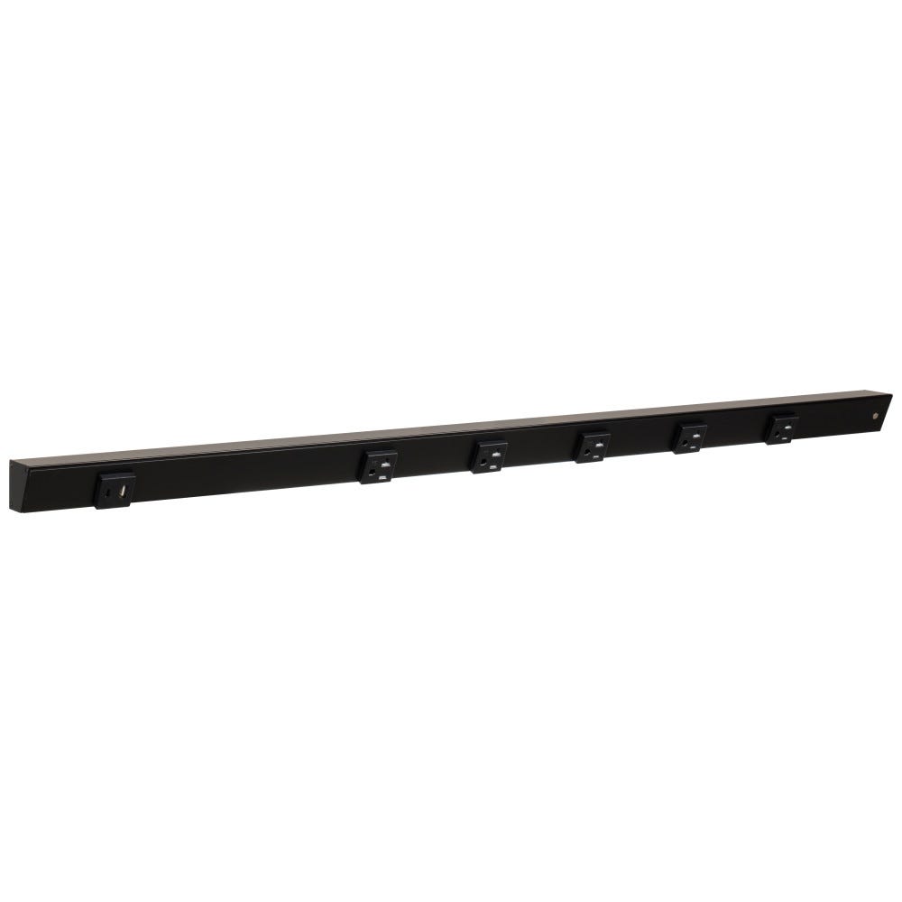 36" Apt 5pcs 20A receptacle with USB-Ac in black powder finish, single receptacle design.