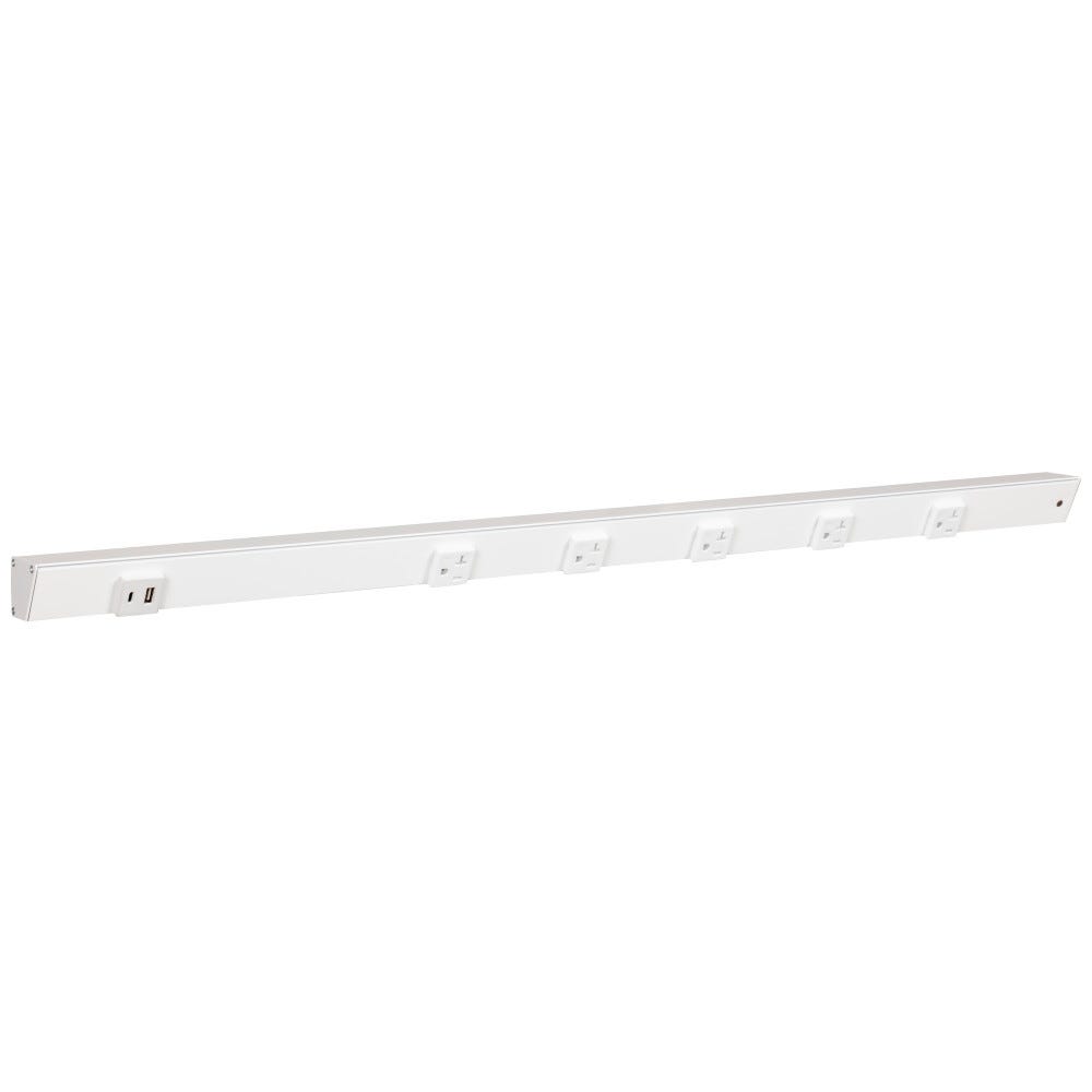36" Apt 5pcs 20A receptacle with USB-Ac outlet, white powder finish, single receptacle